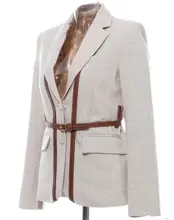 2020 British style stitching contrast color leather stitching strap sense small suit jacket with belt 2020 British style stitching contrast color leather stitching strap sense small suit jacket with belt