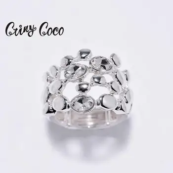 

Cring Coco 2020 New Arrival Silver Color Geometric Shape Ring for Women Female Lady Luxury Brand Alloy Rings Wedding Party Gift
