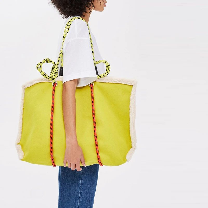 

New Fashion Women Wool Plaid Shoulder Bag Travel Tote Bag Knotted British Style Tweed Bag Luxury Handbags Women Bags Designer
