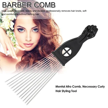 

Black Fist Afro Metal Comb African Hair Comb Brush Salon Hairdressing Hairstyle Styling Tool