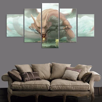 

Anime Pokémon 5 Pieces Canvas Paintings Oil Modular Decoration Hd Picture Poster Decor Home Living Room Printed