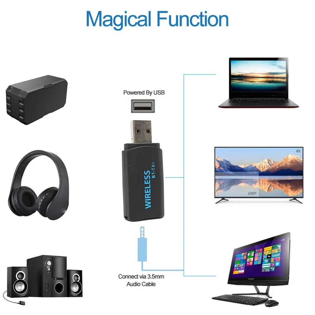 3,5 мм Bluetooth передатчик портативный стерео аудио 4,2 беспроводной USB адаптер для ТВ ПК компьютер Bluetooth наушники/колонки
