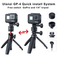 Ulanzi GP-4 liberação rápida base de montagem magnética gopro e 1/4 tripod tripod adaptador base de montagem do tripé para gopro 9/max/8/7/6/5/4/3 acessórios