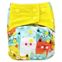 Washable diaper Cute Printed Cloth Nappy One size fit all Double Pocket Diaper Baby Nappies Suede Cloth Inner Baby Diaper Cover