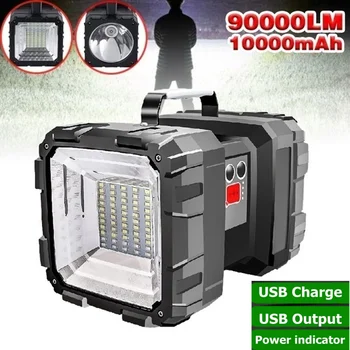 

90000LM LED flashlight Super bright Powerful USB Searching torches night light lamp hand Camping lantern rechargeable battery