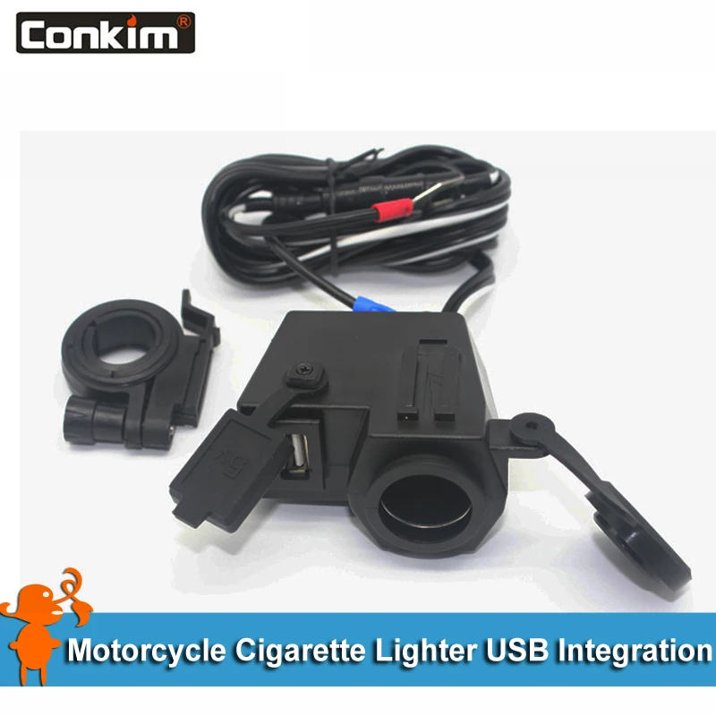 Conkim High Quality Cigarette Lighter Motorcycle Scooter 12V USB charger Power Port Outlet Socket for iphone GPS DASH CAM | Автомобили и