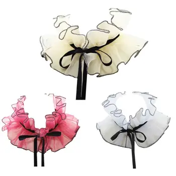 

Victorian Vintage Organza Agaric Ruffles Stand Fake Collar Cosplay Neck Ruff