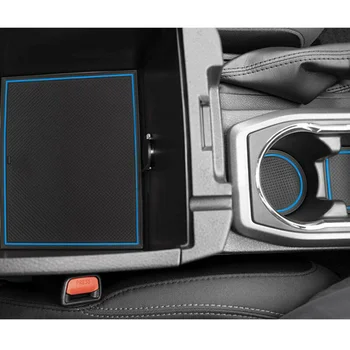 

PVC Center Console Liner Black&Blue Custom Cup For Toyota Tacoma 16-19