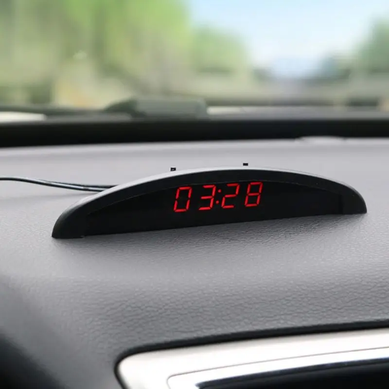 Цифровой Автомобильный термометр, светящийся светодиодный, цифровые часы, часы для автомобиля, отображение времени