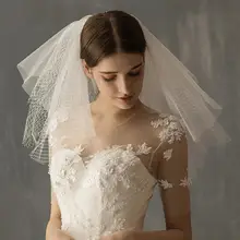 Многослойная свадебная вуаль элегантные аксессуары для волос головной убор короткая свадебная вуаль для невесты Свадебные аксессуары