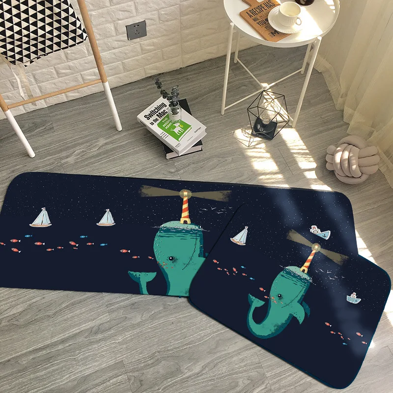Whale Zeegle, мультяшный Коврик для двери, чайный столик, напольный коврик, мягкий ковер для детей, нескользящий коврик для кухни, ванной комнаты, ковер для спальни, прикроватный коврик - Цвет: Whale