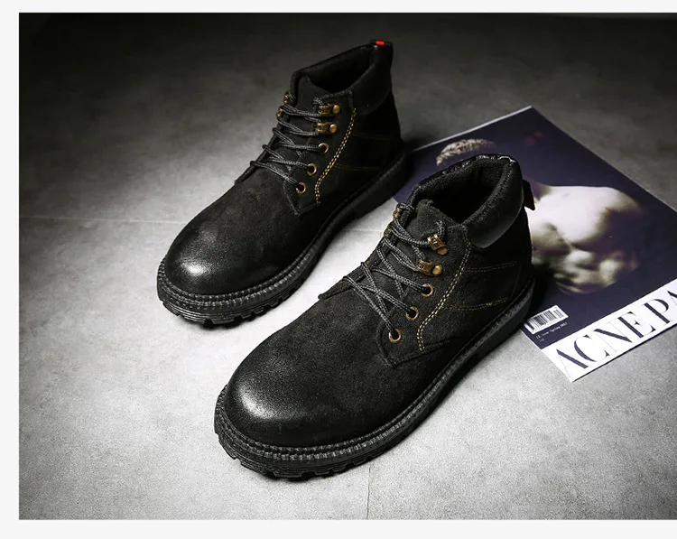 Г., мужские ботинки осенне-зимние ботильоны модная обувь на шнуровке Мужская Высококачественная винтажная Мужская обувь Размер 39-44