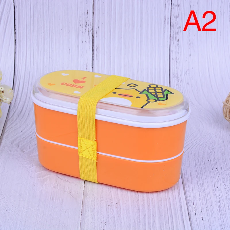 2 1 шт. 2 слоя мультфильм животных контейнер Bento для обеда Ланч контейнер для еды в японском стиле пластиковый Ланч коробка для суши для маленьких детей - Цвет: 2