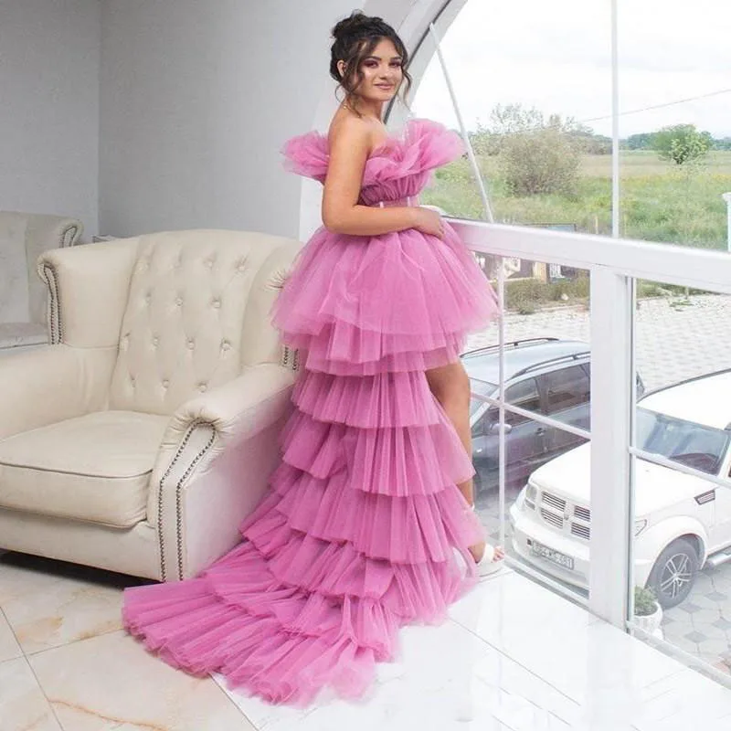 Robe de soiree длинное платье для выпускного вечера Многоярусное Тюлевое коктейльное с