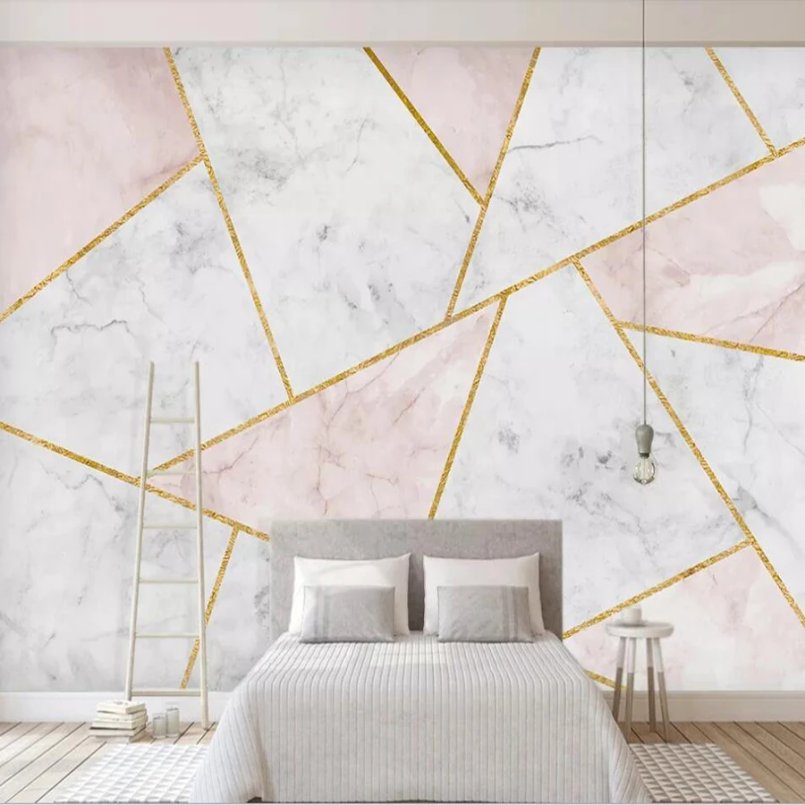 Пользовательские 3D фото обои абстрактные геометрические мраморные золотые линии ТВ фон настенные декоративные обои