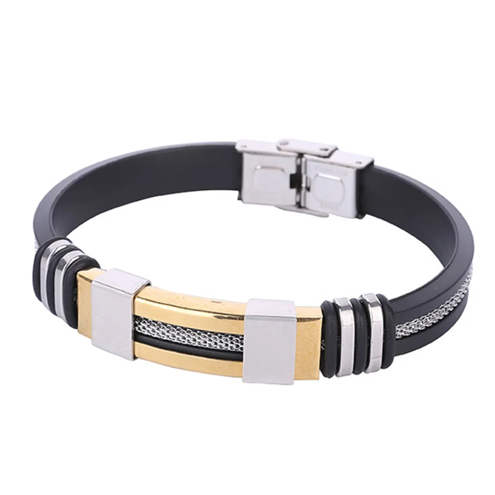 2020 New Jewelry Gold Silver Punk Stainless Steel Wire Silicone Vintage Band Bracelets Bangle Wristbands Gifts