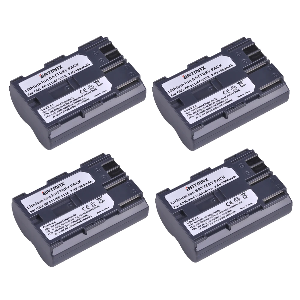 Batmax BP-511A BP 511A BP511A BP-511 Камера Батарея для цифровой однообъективной зеркальной камеры Canon EOS 300D 10D 20D 30D 40D 50D D30 D60 5D G6 ОС 30D 40D