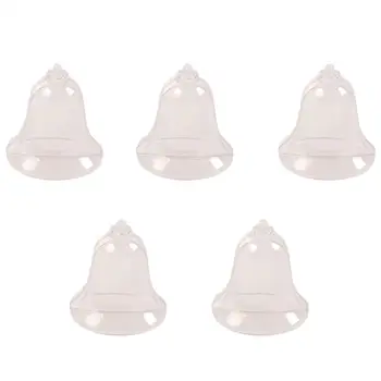 

5Pcs Christmas Candy Box Bell Shape Storage Box Plastic Sugar Jar (Transparent)