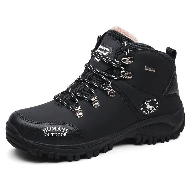 Зимняя мужская походная обувь Водонепроницаемая уличная Военная альпинистская Треккинговая обувь для прогулок теплая тренировочная Треккинговая обувь - Цвет: Black plus velvet