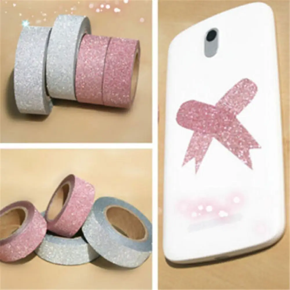 Kawaii klej srebrny złoty brokat maskująca taśma Washi wesele Valentine papier dekoracyjny DIY rzemiosło Scrapbooking