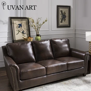 

Leather sofa head layer cowhide American light luxury living room triple set 001H-25