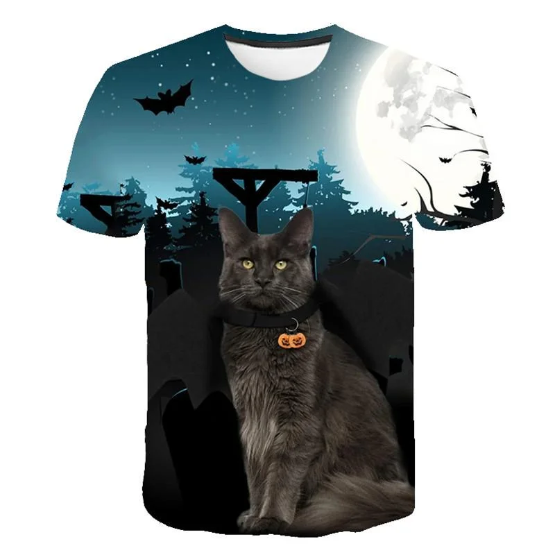 2021 fashion casual men's and women's T-shirts two pieces of 3d cat print shirt men's and women's short-sleeved tops XXS-6XL sum