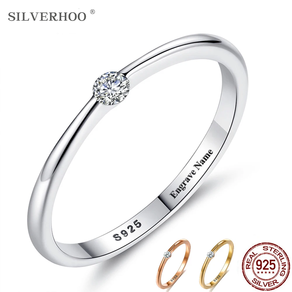 SILVERHOO кольца из стерлингового серебра 925 пробы для женщин милые циркониевые