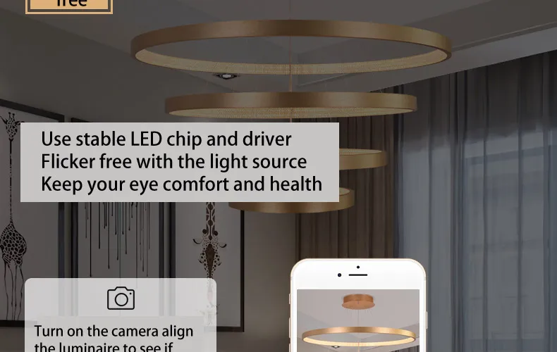 Современный светодиодный подвесной светильник из проволоки, золотой подвесной светильник для гостиной, столовой, блестящее акриловое кольцо