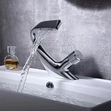 Bathroom Sink Faucet Waterfall Bath Lavatory Lever Basin Restroom Mixer Tap Deck Mount Commercial Supplies with Mesh Outlet