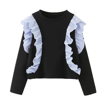 

Basic Ruffled Hoodies For Women Streetwear Female Spring Autumn Solid Colour Hoodies 2020 Casual Sweatshirt New Hip Pop Tops