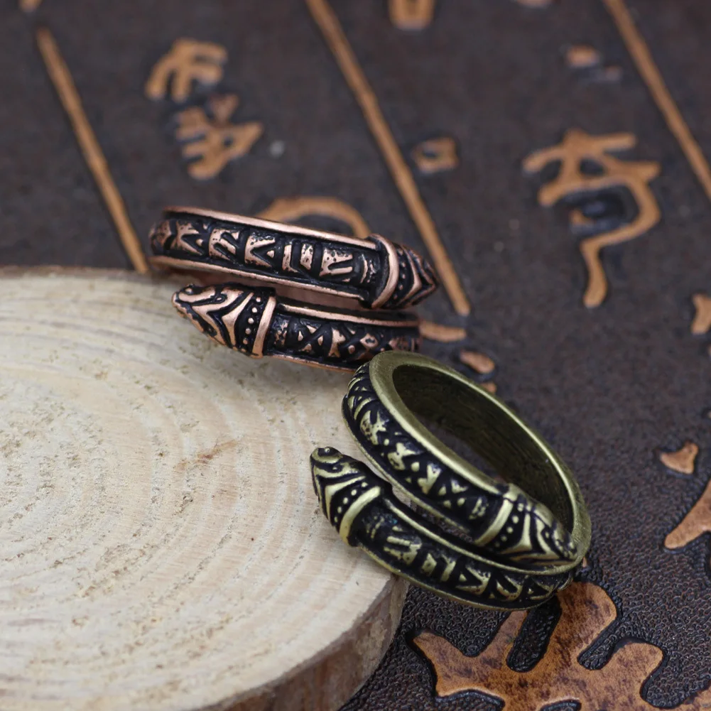 Мужское кольцо в стиле панк регулируемое ювелирное украшение виде руны дракона