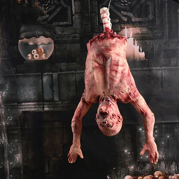 

Halloween Decoration Scary Room Red Broken Hanging Zombie Horror Mummified Corpse Bloody Haunted House Bar Prop