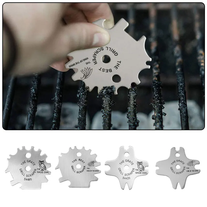 BBQ Cleaning Tools Portable Metal BBQ Grills Grate Cleaner Cleaning Barbecue Scraper Scrubber Tool Grill Cleaning Barbecue Grill Scraper