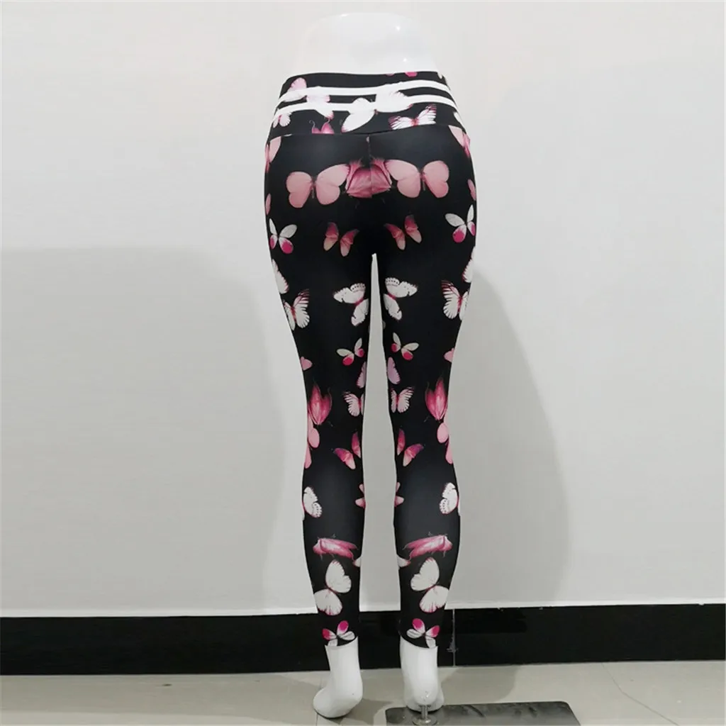 Ladies'printed Высокая талия бедра стрейч под брюки Беговые штаны для фитнеса или йоги