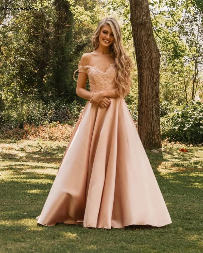Robe Soriee, платья для выпускного вечера, кружевные аппликации, с открытыми плечами, корсет на спине, а-силуэт, скромные, вечерние, официальные платья, индивидуальные - Цвет: same as picture