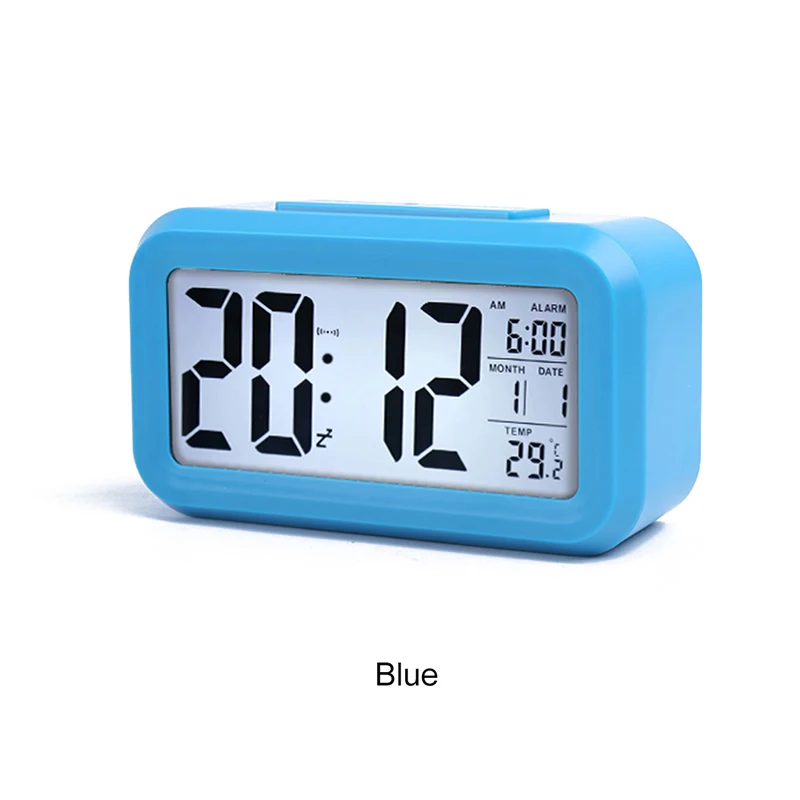 Синий 1 шт. ЖК-дисплей функция повтора будильника электронные часы Digita подсветка сенсор ночник офисные настольные часы 5 цветов - Цвет: Синий