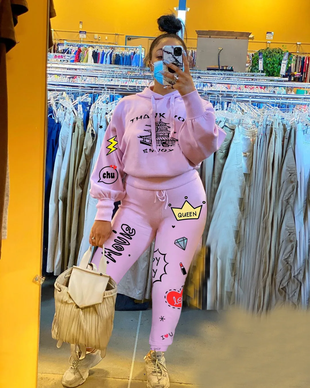 

Sportwear Letter Print Sweatsuit Women's Set Hoodies Top Jogger Pants Set Active Tracksuit Two Piece Outfit Matching Set