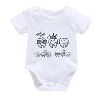 Happy Teeth Family Printed Baby Girl Boy Clothes Fashion Creative Cartoon Baby Bodysuit 2021 New Summer Casual Newborn Romper 2