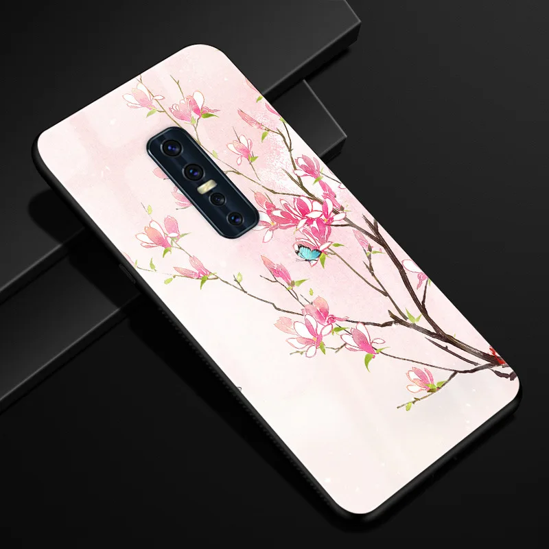 40 ДЛЯ Vivo V17 Pro Чехол PC Пластиковый стеклянный чехол для телефона черный ТПУ бампер чехол для Vivo V17 Pro 1909 V17Pro ЧЕХОЛ ДЛЯ Vivo V 17 Pro - Цвет: 40