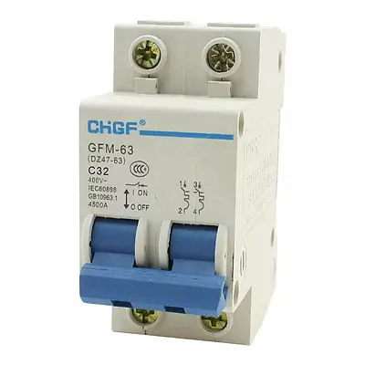 

400V 32A ON/OFF Switch Control Twin Poles Circuit Breaker 4500A