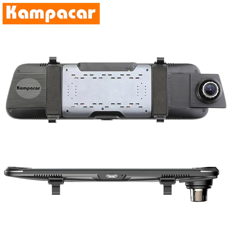 Kampacar 10 Inch Android Smart Rearview Mirror Camera Dvr Car 4G GPS Navigation Dvrs With Rear View Camera Two Lens Dual Dashcam