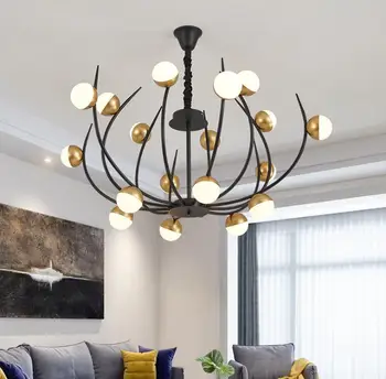 

Nordic chandelier creative postmodern living room headlamp light luxury art bedroom lamp simple atmospheric Chandelier