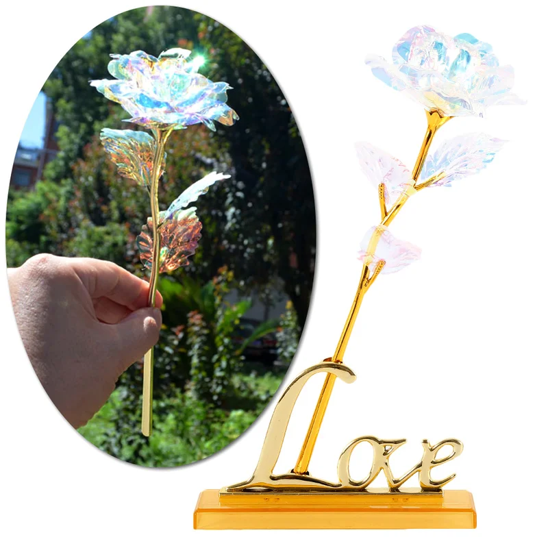 Золотая фольга Rose Met Liefde основа Everlasting Crystal Moederdag подарок De Beste Keuze Woondecoratie роза искусственные цветы