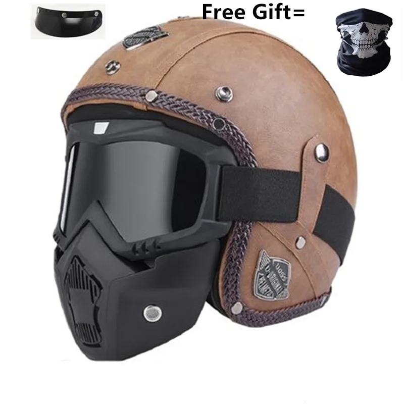 

professional Retro Motorcycle helmet Goggle Mask Vintave mask open face helmet cross helmet available DOT approved