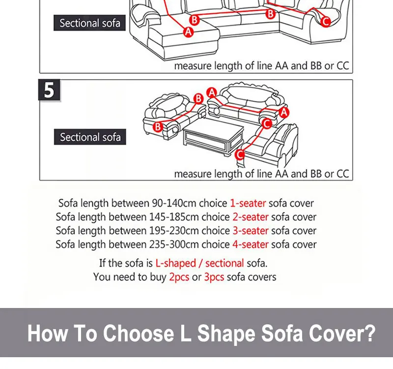 L-Shaped Sofa Cover Corner Sofa Slipcovers Elastic Chaise Cover 1/2/3/4 Seater Stretch Sectional Couch Armchair Cover Protector
