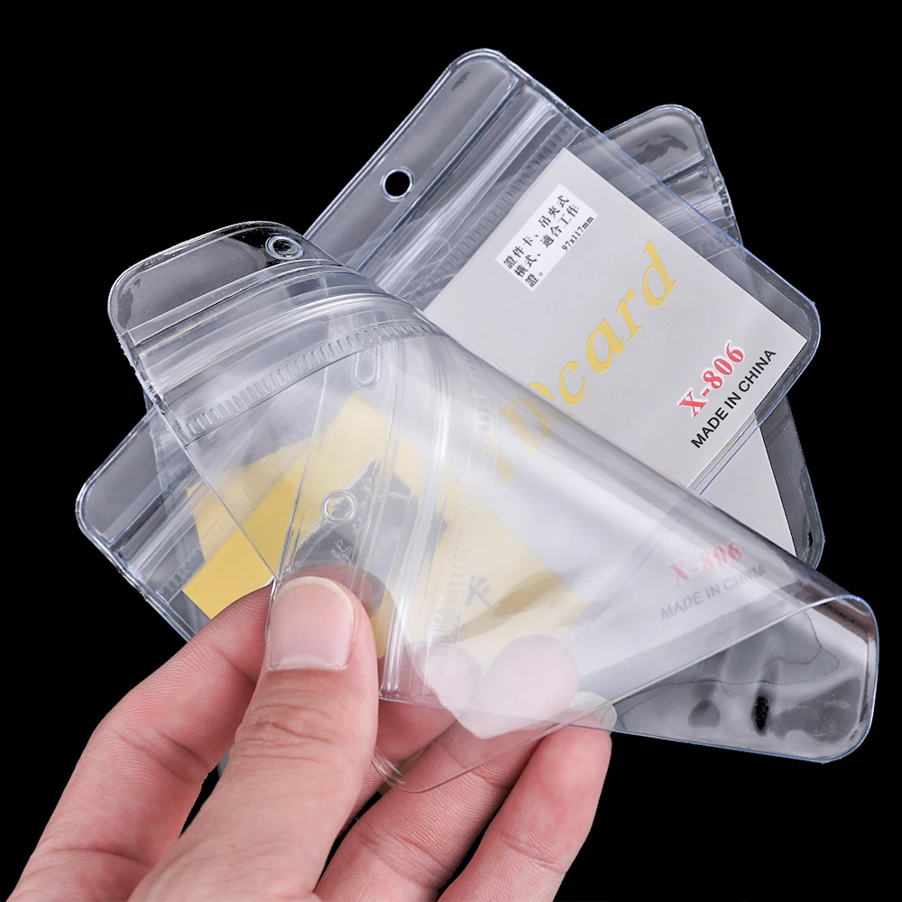 10Pcs PVC Plastic Badge Holder Wallet ID Card Holder Clip for Offices School Exhibition Bank Card Badg Holders Stationery Supply card holder id card holder