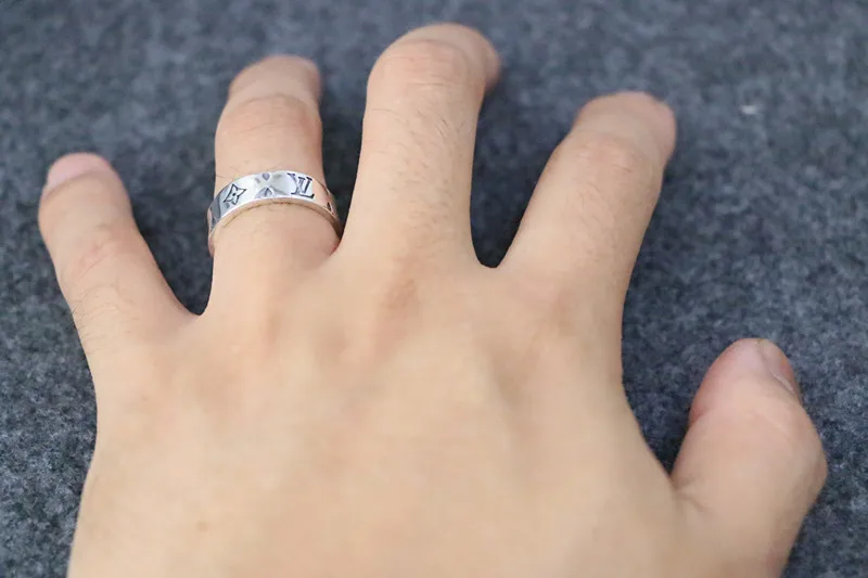 Skup 100% S925 srebro pierścień list stylizacja para moda osobowość retro prosta pierścień wysłać prezent kochanka hot 2019 nowy