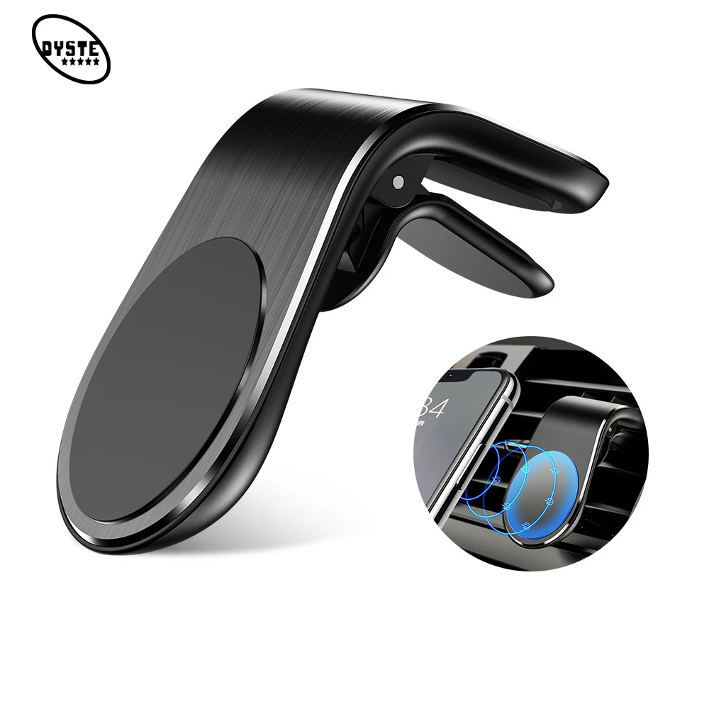 

Magnetic Car Phone Holder Stand L-Type Aluminium Air Vent Smart Mobile Phone Car Holder for iPhone Samsung Huawei Xiaomi Oneplus