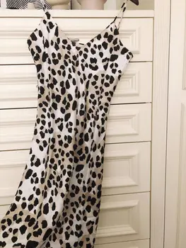 

Women Dress Cream Leopard Print Plain Crepe Satin Silk Dress