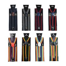 Эластичные штаны в полоску с y-образной спинкой; одежда с регулируемым ремнем; унисекс; подтяжки; поддерживающие Tirantes